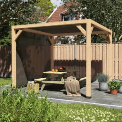 Pergola Silvano Douglas Incl. Schaduwdoek & Zijdoek 324x324 Cm -Buiten Tuin 123 184
