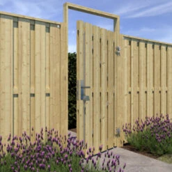 Poortpakket Grenen Hout Op Metalen Frame 4 Poortpakket Grenen Hout Op Metalen Frame -Buiten Tuin 123 2162