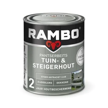 Rambo vintage pantserbeits tuin- en steigerhout dekkend stoer antraciet zijdeglans 750 ml Rambo Vintage Pantserbeits Tuin- En Steigerhout Dekkend Stoer Antraciet Zijdeglans 750 Ml -Buiten Tuin 123 2531