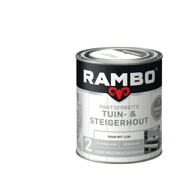 Rambo vintage pantserbeits tuin- en steigerhout dekkend puur wit zijdeglans 750 ml Rambo Vintage Pantserbeits Tuin- En Steigerhout Dekkend Puur Wit Zijdeglans 750 Ml -Buiten Tuin 123 3015