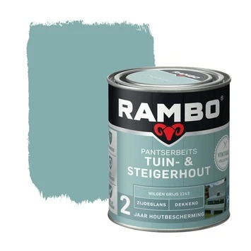 Rambo vintage pantserbeits tuin- en steigerhout dekkend wilgen grijs zijdeglans 750 ml Rambo Vintage Pantserbeits Tuin- En Steigerhout Dekkend Wilgen Grijs Zijdeglans 750 Ml -Buiten Tuin 123 3096