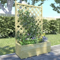 Bloembak Met Dubbele Trellis 90x40 Cm -Buiten Tuin 123 368