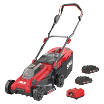 SKIL 20V grasmaaier 0130BA brushless 34cm + 2 accu's 2,0Ah + snellader SKIL 20V Grasmaaier 0130BA Brushless 34cm + 2 Accu's 2,0Ah + Snellader -Buiten Tuin 123 4343